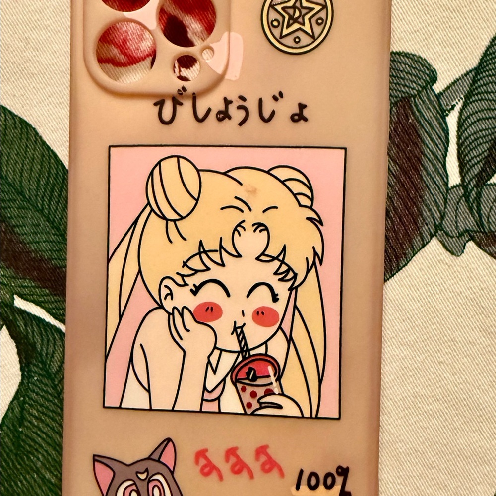 Cute Pink iPhone Case with Sailor Moon Illustration Design
